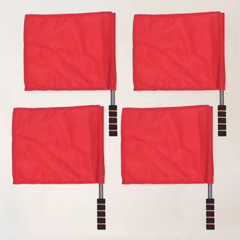 4 ръчни знамена от неръждаема стомана полюс мач цвят флаг съдия флаг за футболна писта и поле (червен)