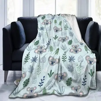 Коала одеяло мек уютен топъл животински печат хвърлят одеяла за диван стол самолет легло пътуване къмпинг руно плюшени лист покривка