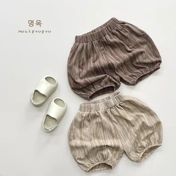 Детски момче летни шорти мода корейски раиран печат случайни шорти PP панталони тънки свободни бебешки момчета панталони Bloomers