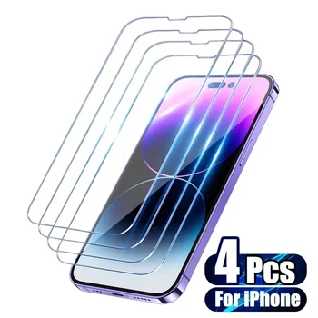 4Pcs закалено стъкло за iPhone 14 13 12 11 Pro Max XR X XS скрийн протектор за iPhone 12 13 Mini 6 7 8 14 Plus Se 2022 стъкло
