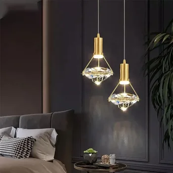 Модерна светодиодна висяща лампа Луксозни диамантени кристални висящи таванни полилейни лампи Led Nordic Creative Bedside Home Decor Lighting