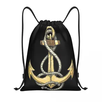 Морски капитан котва шнур чанта мъже жени преносим фитнес спорт Sackpack моряк приключение пазаруване съхранение раници