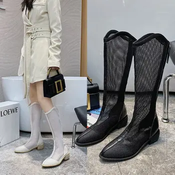 Дамски сандали ботуши 2023 лято нов гладиатор цип окото дишаща мода ботуши дизайнер обувки жени плюс