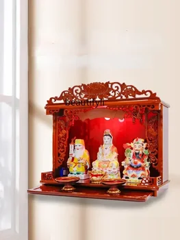 zqМасивна дървесина олтар Буда кабинет олтар стенен буда кабинет модерен нов китайски стил