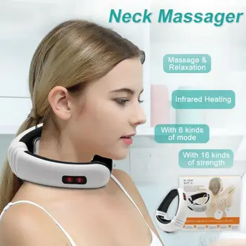 6 режима Облекчаване на болката във врата Електрически масажор на гърба Шал Stretch яка поза Shocker електроинструмент рамо тяло масаж апарат