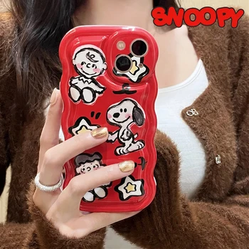 Snoopy вълна модел камера обектив аниме телефон случай за IPhone 14pro 13 12 11 12Pro 13Pro макс меки бонбони обратно капак жени случай подарък