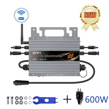  600W Grid Tie MicroInverter Solar с вградена WiFi функция MPPT за 20-60VDC PV и 80-260VAC мрежа, с безплатен EU Plug