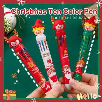 10 цвята коледно дърво гел писалка сладък Kawaii Ballpoint многоцветна писалка за деца училище писане консумативи канцеларски офис