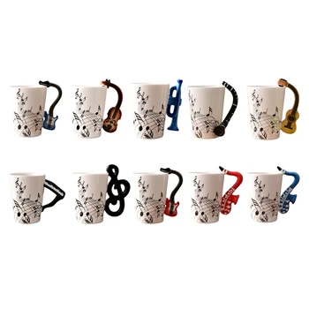 240Ml,Творческа музика керамична чаша сладък кафе чай мляко дъгови чаши и чаши с дръжка новост подаръци