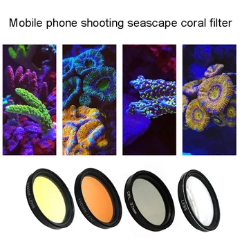 Топ оферти Аквариум смартфон камера обектив филтър 4 в 1 комплект жълт оранжев обектив филтър за коралов риф аквариум фотография