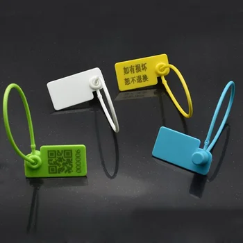 100pcs еднократна Anti-фалшива анти-подправяне чанта ключалката пластмасови печат етикет печат катинар етикет кабелни връзки