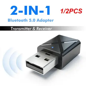 1 / 2PCS 5.0 Bluetooth аудио приемник предавател Mini 3.5mm AUX жак стерео Bluetooth предавател за телевизор PC кола USB безжичен