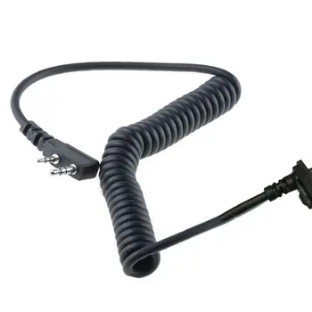 Hot For Kenwood TK370 Walkie Talkie DIY K Head 2 Pin 4 Wire Mic Microphone Speaker Cable Spring Line For Baofeng UV5R UV-5R