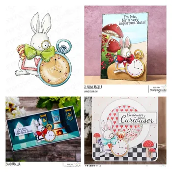 Tiny Townie Wonderland White Rabbit Гумени печати Матрици за рязане на метал Скрапбукинг дневник декорация шаблон щамповане DIY Greetin