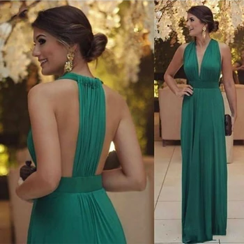 2024 Секси V-образно деколте зелени вечерни рокли дълги плисета без ръкави официални вечерни парти рокли халат De Soiree