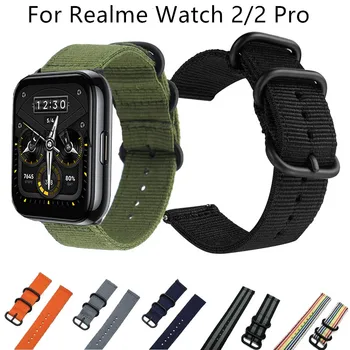 Найлонова лента за каишка за Realme Watch S / S Pro 22mm 20mm Canvas Sport Replacmenet гривна за истински мен часовник / часовник 2 &2 Pro маншет