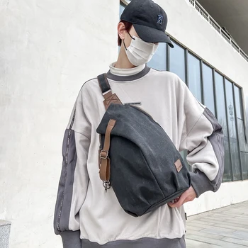 Canvas Batik гърдите чанта ретро мъжки рамо диагонал случайни чанта кнедли прашка чанта голям капацитет пътуване отдих раница