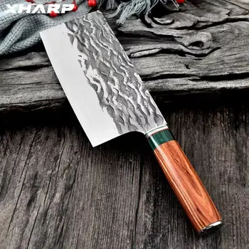 9Cr18mov нож за рязане с висока твърдост на кухненския готвач Нарязване на месо зеленчуков нож Сандалово дърво дръжка нож за готвене високо качество