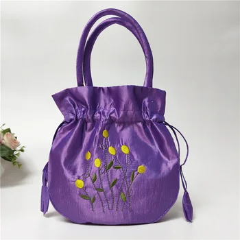Дамски цветя бродирани копринени чанти съединители модни чанти