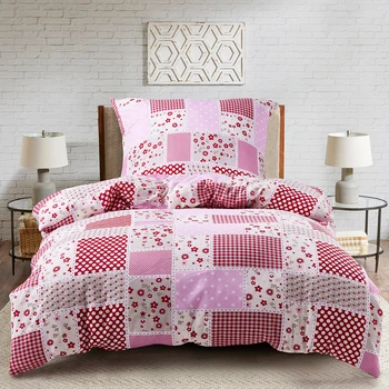 Hengwei Duvet Cover спално бельо розово каре 100% памук единичен двоен размер спално бельо 2бр утешител юрган покритие с калъфка комплект