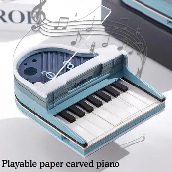 Omoshiroi блок 3D бележник годен за възпроизвеждане хартия дърворезба пиано модел Kawaii 3D лепкави блокове Бележки Memo Pad Новогодишни подаръци за рожден ден