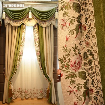 Европейски стил завеси за всекидневна трапезария спалня луксозни и атмосферни шенилни жакардови пачуърк луксозни завеси