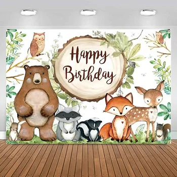 Jungle Animals Baby Shower Backdrop Banner Woodland Party Safari Birthday Decorations for Boy Girl Forest Photography Background