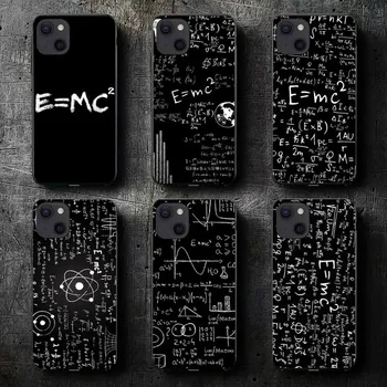 E mc2 Формула Математика Смешно Наука Калъф за телефон за iPhone 11 12 Mini 13 15 Pro XS Max X 8 7 6s Plus SE XR Shell
