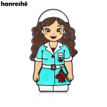 Hanreshe карикатура медицинска сестра брошка болница медицински работник щифт медицински ревера раница значка бижута за жени лекар медицина студент
