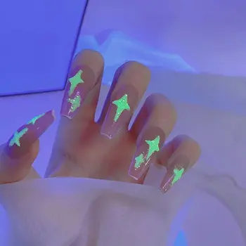 Жени Неоново зелен маникюр аксесоари нокти пигмент нокти изкуство декорации блясък блясък прах светещ нокти прах пигмент за нокти