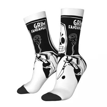 Funny Crazy компресия Fire Sock за мъже Хип-хоп Harajuku Grim Fandango Game Happy Quality Pattern Printed Boys Crew Sock