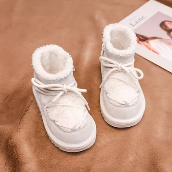 Детски ботуши за сняг Зимни нови детски плюшени топли обувки размер 26-30 черни бели кафяви