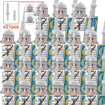 Средновековна военна Рим замък фигури набор римски войници пехота главата подвижни Trumper оръжия щит строителни блокове тухли играчка