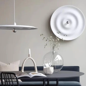 AiPaiTe модерен скандинавски вълнов дисков полилей за хол трапезария проучване спалня бар прост бял LED полилей