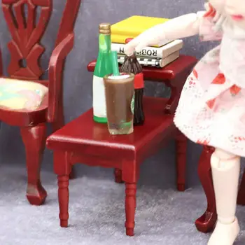 Смешен модел на крайна маса Creative Wood Dollhouse Масичка за кафе Миниатюрен модел на масичка за кафе Dollhouse