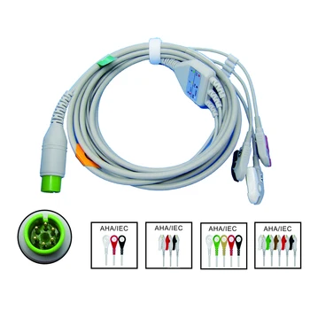 ompatible за Китай M &B пациент монитор, 3/5 води ЕКГ кабел, използване за ЕКГ данни монитор, ЕКГ измерване сензор модул комплект