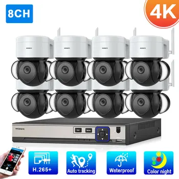 4K PTZ CCTV камера за сигурност комплект 8CH H.265 POE NVR система с 8MP двупосочна аудио безжична IP камера за наблюдение XMEYE 4ch