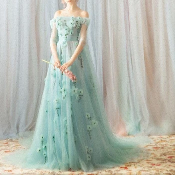 Ashely Alsa Елегантни вечерни рокли за жени Луксозна 3D флорална дължина на пода Абитуриентска парти рокля Vestidos Para Eventos Especiales