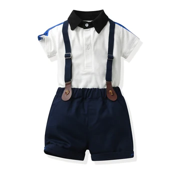 Мода Нови летни детски момчета облекло комплекти екипировки джентълмен стил къс ръкав случайни поло риза детски шорти костюми