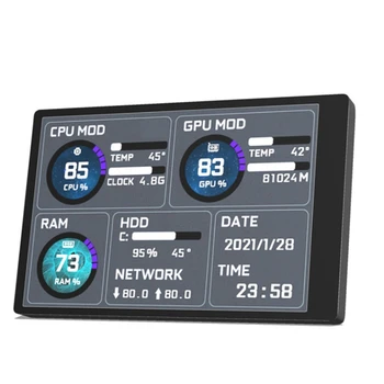 Компютърен монитор за мини ITX калъф 3.5 инчов IPS TYPE-C вторичен екран CPU GPU RAM HDD USB дисплей свободно AIDA64