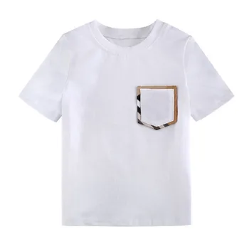 2023 Пролет и лято Нова 2-8 годишна момчешка памучна тениска с къс ръкав Детска джобна тениска Дрехи за момчета
