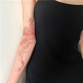Ukiyo-e червен дракон татуировки стикер глезена украсяват временни татуировки водоустойчива ръка татуировка жени мъже изкуство фалшиви татуировки на едро