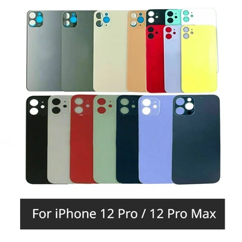 За iPhone 12 Pro Max капак на батерията Стъклен панел на задната врата за iPhone 12 Pro Big Hole Back Glass Housing Case No Adhesive Copy