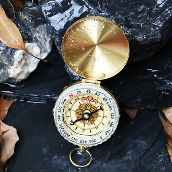 Висококачествен джобен месингов компас на открито Аварийно оцеляване EDC къмпинг туризъм Преносима компасна навигация за подарък на открито