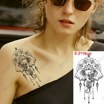 Водоустойчив временен стикер за татуировка Тайланд Слон Бог флаш татуировки жени Бухал лъв перо корона тяло изкуство ръка фалшив Tatoo мъже
