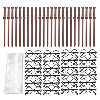 72Pcs Моливи и очила Wizard Halloween Party Favors,24 Wizard Wand Pencils и 24 Glasses Frame with 24 Bags