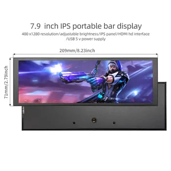 7.9 инчов 400x1280 IPS BarLCD панел HDMI интерфейс LCD дисплей с драйвер за компютърен калъфВторичен екран
