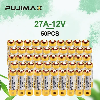 PUJIMAX 50pcs батерия 27A 12V суха алкална батерия Nti-ръжда 27MN A27 Калкулатор за дистанционни играчки с висок капацитет DoorBell Universal