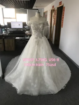 CloverBridal Exquisite Sequine Beaded A-line Long Train Wedding Dresses 2023 Glitter дантела жени отстъпка халат De Mariée MY007