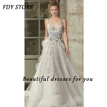 FDY Store Абитуриентски бал камизола цвете бродерия Ruffle дантела нагоре принцеса изравняване бална рокля рокля Официален повод парти за жени
